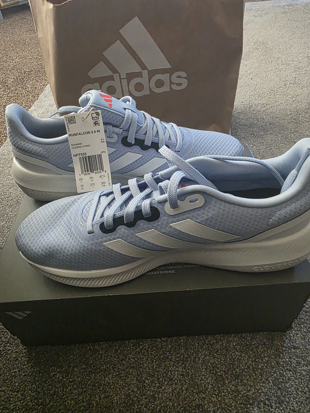 adidas Women's Runfalcon 3.0 Light Blue Athletic Sneakers